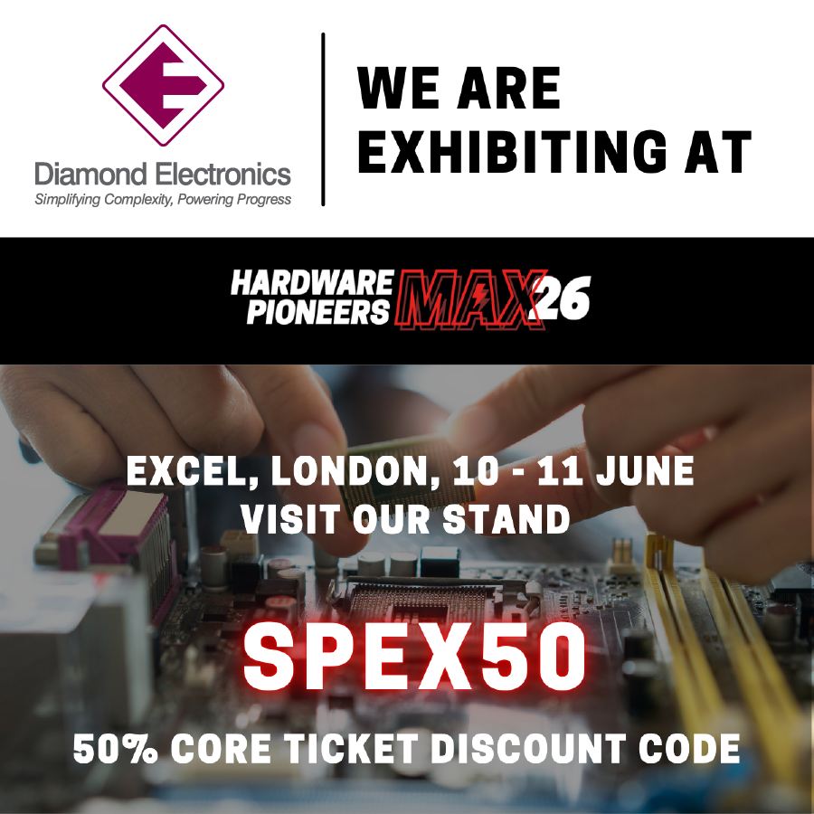 Diamond Electronics is exhibiting at Hardware Pioneers Max 2026